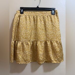 Yellow Floral Tiered Skirt